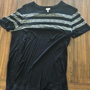 Men's Black and Gray Striped Shirt